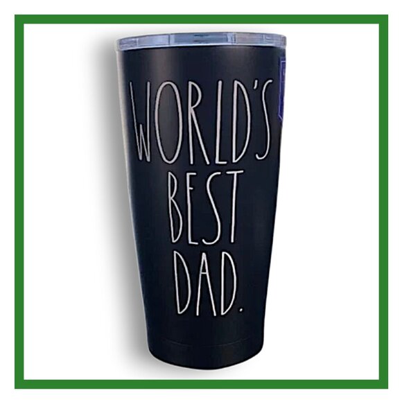 Rae Dunn "World's Best Dad" 17oz Tall Black Stainless Steel Travel Tumbler - Picture 1 of 4